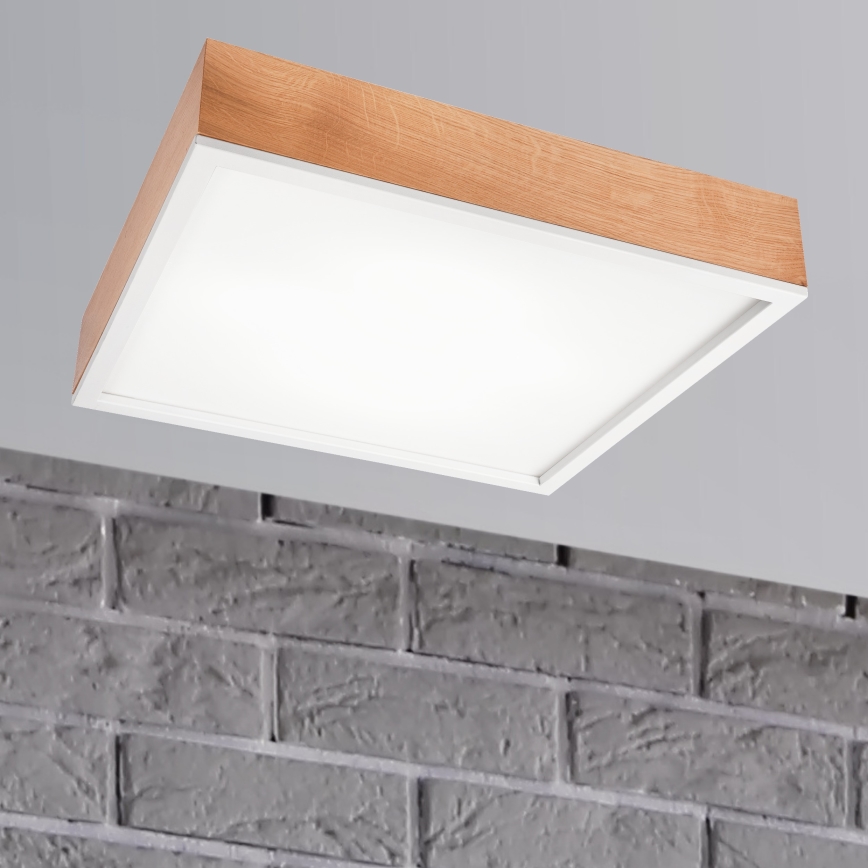 Φωτιστικό οροφής OAK SQUARE 4xE27/15W/230V 48x48 cm δρυς/λευκό