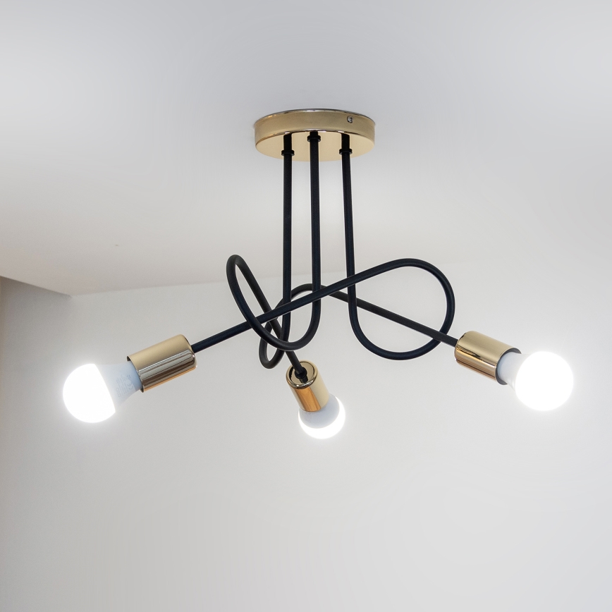 Φωτιστικό οροφής OXFORD 3xE27/15W/230V χρυσό/μαύρο