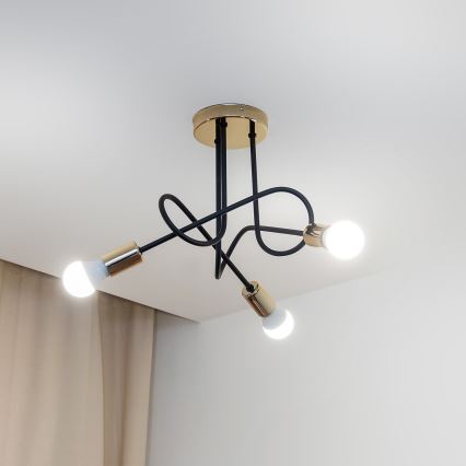 Φωτιστικό οροφής OXFORD 3xE27/15W/230V χρυσό/μαύρο