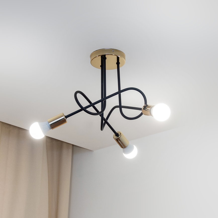 Φωτιστικό οροφής OXFORD 3xE27/15W/230V χρυσό/μαύρο