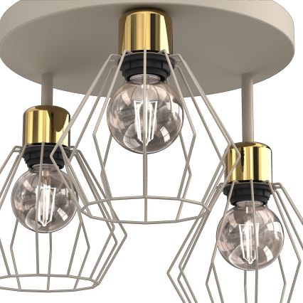 Φωτιστικό οροφής PARKLA 3xE27/15W/230V μπεζ/χρυσό