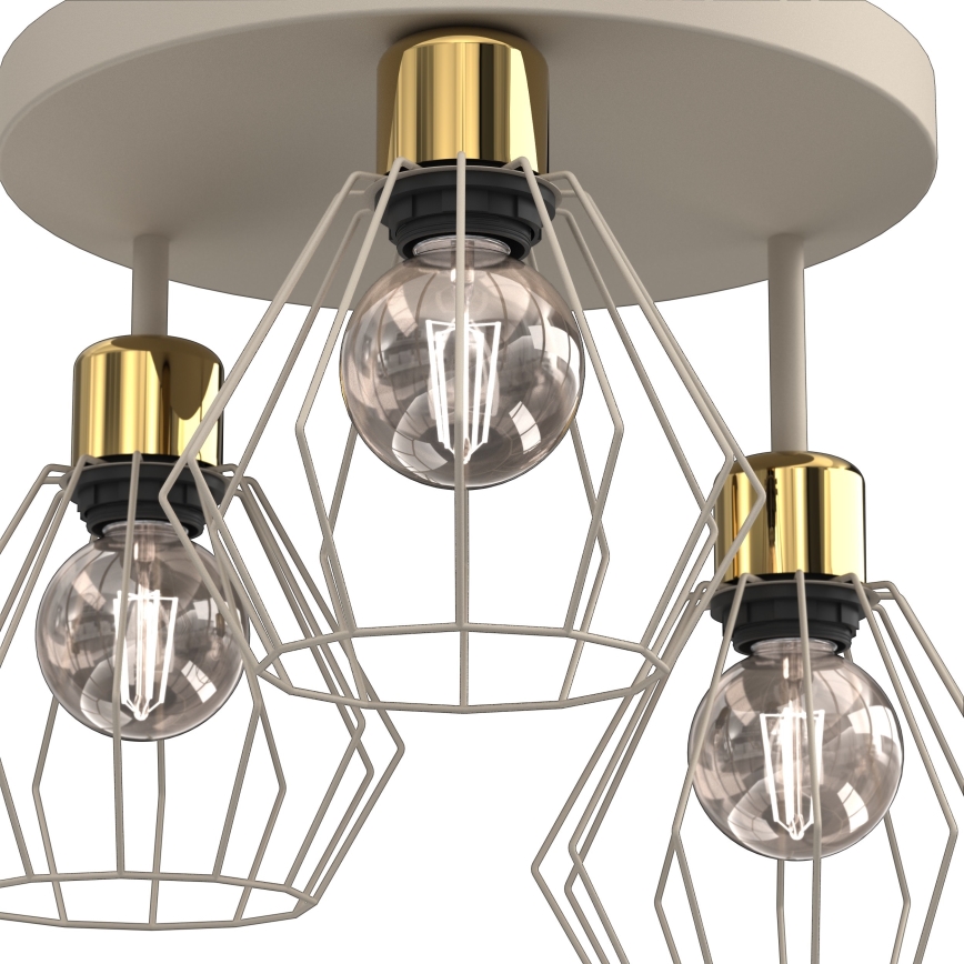 Φωτιστικό οροφής PARKLA 3xE27/15W/230V μπεζ/χρυσό