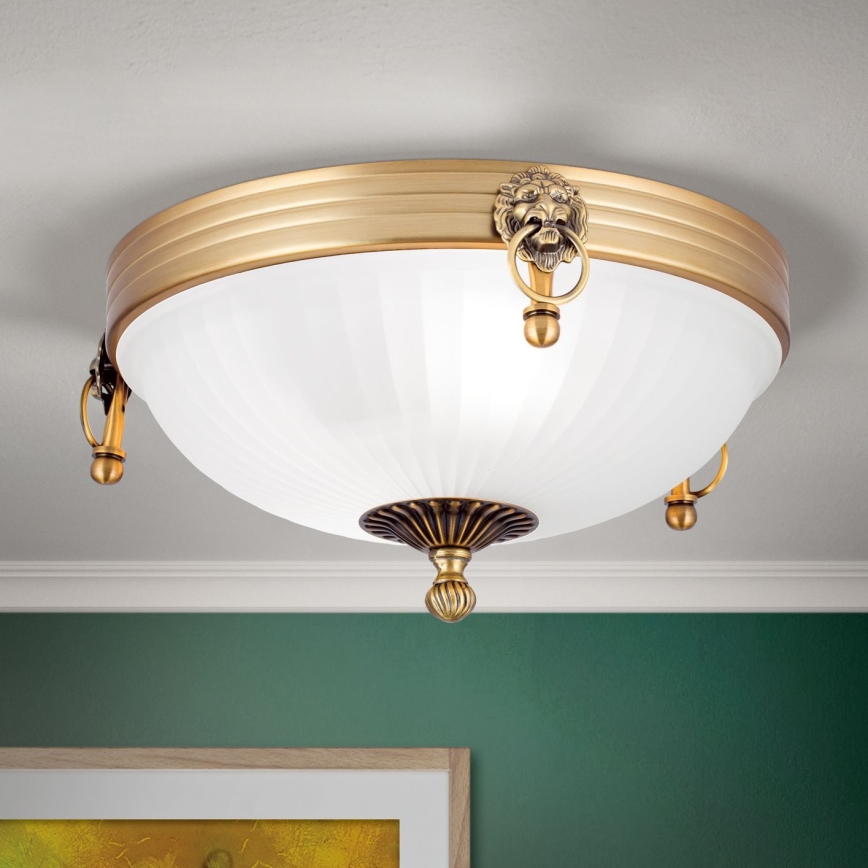 Φωτιστικό οροφής ROCCA 2xE27/60W/230V διάμετρος 31 cm μπρονζέ/λευκό