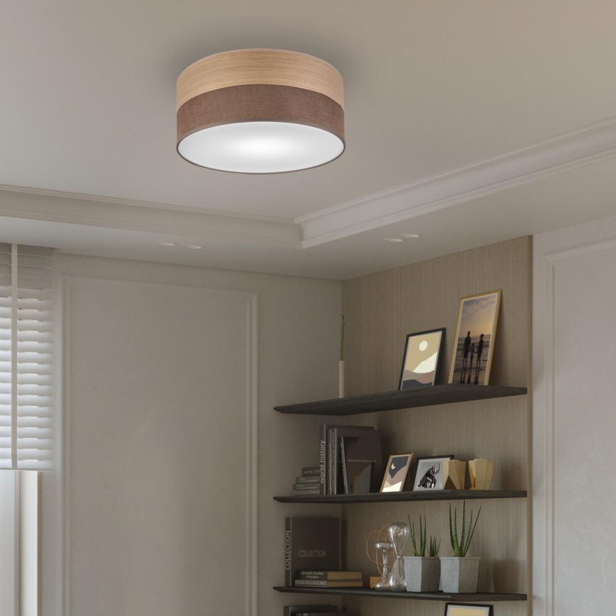 Φωτιστικό οροφής SIRJA WOOD 1xE27/15W/230V διάμετρος 35 cm καφέ/δρυς