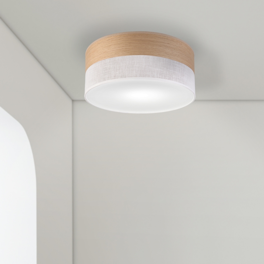 Φωτιστικό οροφής SIRJA WOOD 1xE27/15W/230V διάμετρος 35 cm λευκό/δρυς