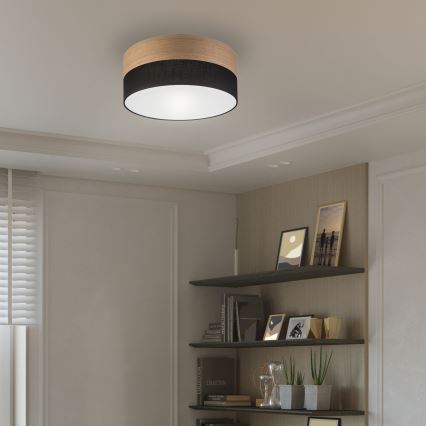 Φωτιστικό οροφής SIRJA WOOD 1xE27/15W/230V διάμετρος 35 cm μαύρο/δρυς