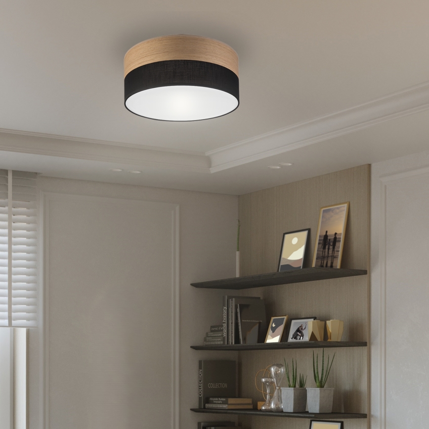 Φωτιστικό οροφής SIRJA WOOD 1xE27/15W/230V διάμετρος 35 cm μαύρο/δρυς