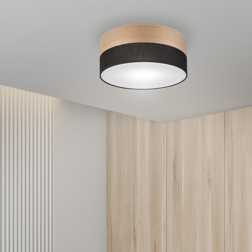Φωτιστικό οροφής SIRJA WOOD 1xE27/15W/230V διάμετρος 35 cm μαύρο/δρυς