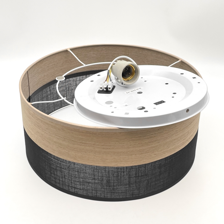 Φωτιστικό οροφής SIRJA WOOD 1xE27/15W/230V διάμετρος 35 cm μαύρο/δρυς