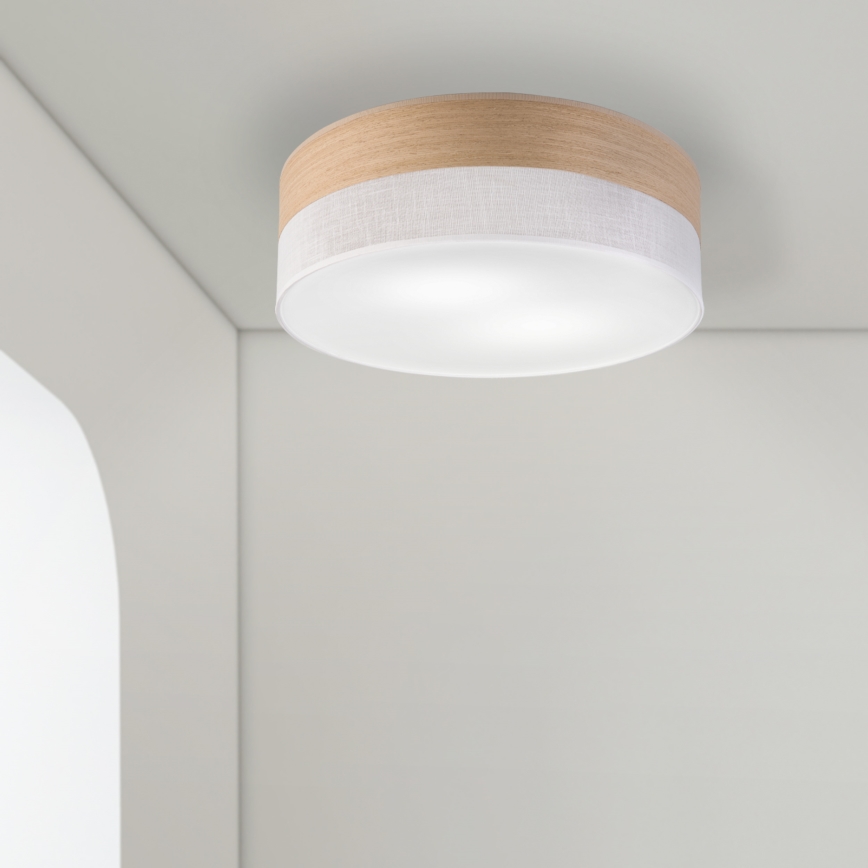 Φωτιστικό οροφής SIRJA WOOD 2xE27/15W/230V διάμετρος 45 cm λευκό/δρυς