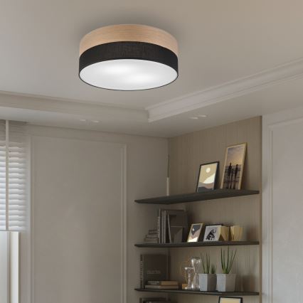 Φωτιστικό οροφής SIRJA WOOD 2xE27/15W/230V διάμετρος 45 cm μαύρο/δρυς