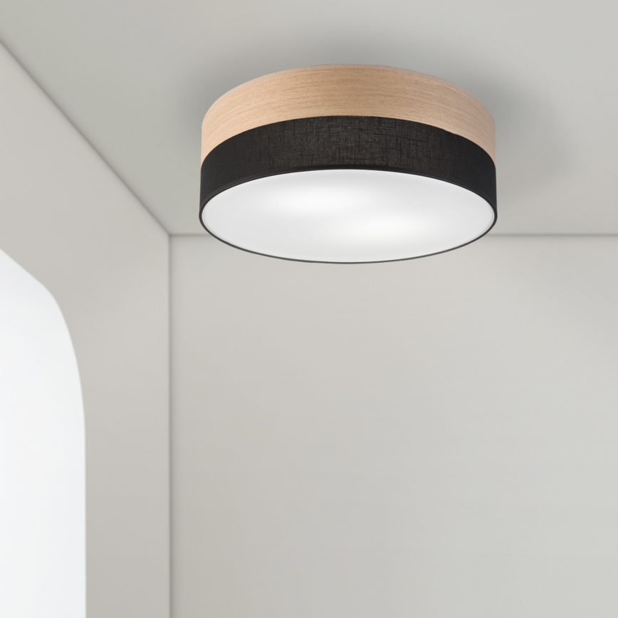 Φωτιστικό οροφής SIRJA WOOD 2xE27/15W/230V διάμετρος 45 cm μαύρο/δρυς