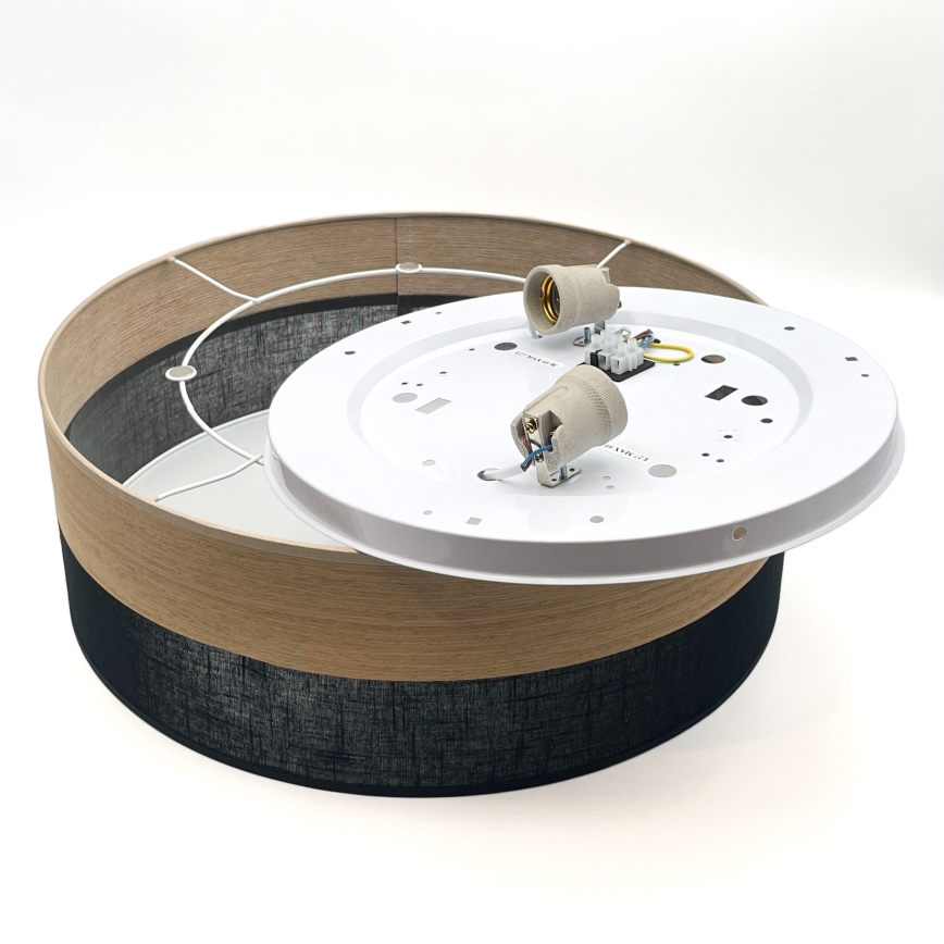 Φωτιστικό οροφής SIRJA WOOD 2xE27/15W/230V διάμετρος 45 cm μαύρο/δρυς