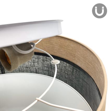 Φωτιστικό οροφής SIRJA WOOD 2xE27/15W/230V διάμετρος 45 cm μαύρο/δρυς
