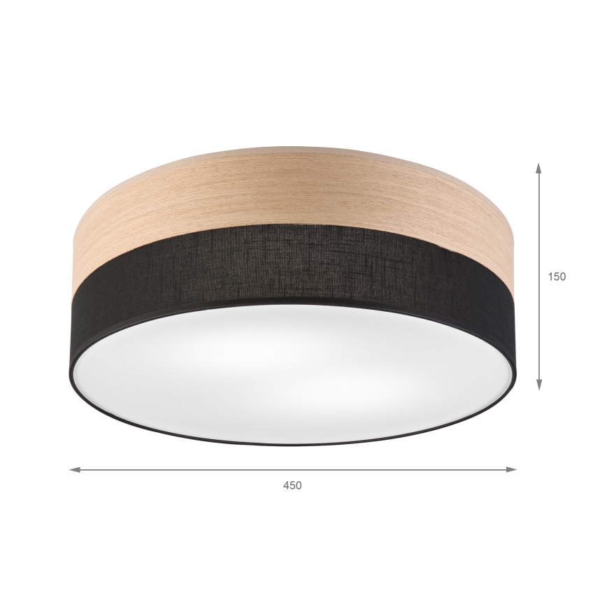 Φωτιστικό οροφής SIRJA WOOD 2xE27/15W/230V διάμετρος 45 cm μαύρο/δρυς