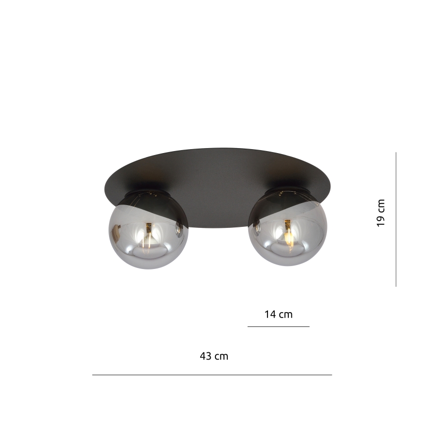 Φωτιστικό οροφής SOLAR 2xE14/10W/230V μαύρο/γκρι