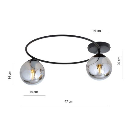 Φωτιστικό οροφής SOPRA 2xE14/10W/230V μαύρο