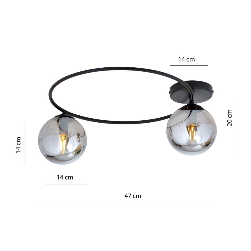 Φωτιστικό οροφής SOPRA 2xE14/10W/230V μαύρο