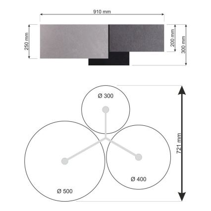 Φωτιστικό οροφής SPACE 3xE27/60W/230V γκρι/μαύρο/ασημί