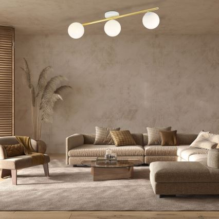 Φωτιστικό οροφής SPLENDI 3xE14/10W/230V λευκό/χρυσό