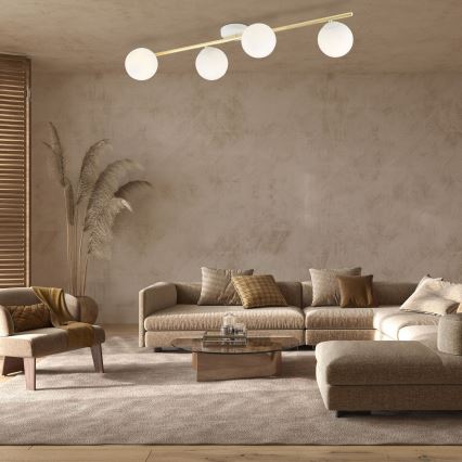 Φωτιστικό οροφής SPLENDI 4xE14/10W/230V λευκό/χρυσό
