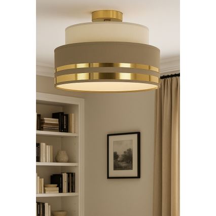 Φωτιστικό οροφής TAMI 1xE27/60W/230V μπεζ/καφέ/χρυσό