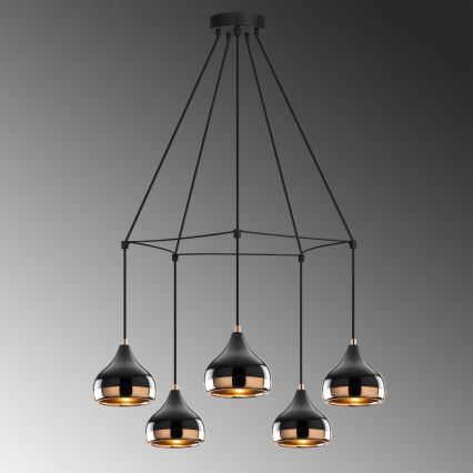 Φωτιστικό οροφής YILDO 5xE27/40W/230V μαύρο/χάλκινο