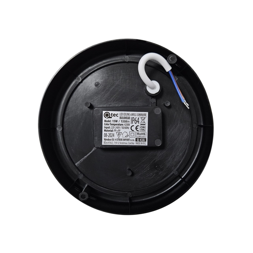 Φωτιστικό οροφής εξωτερικού χώρου LED LED/15W/230V 4200K διάμετρος 15,5 cm IP64 μαύρο