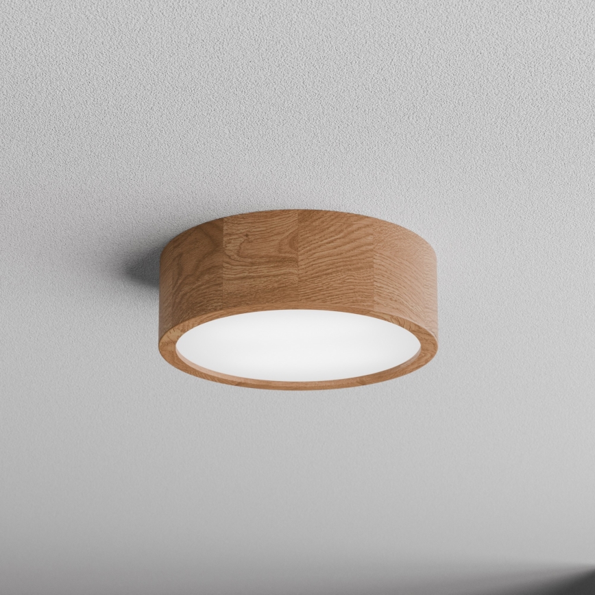 Φωτιστικό οροφής με αισθητήρα CLEO, 2xE27/24W/230V, Ø 27,5 εκ., φινίρισμα δρυός