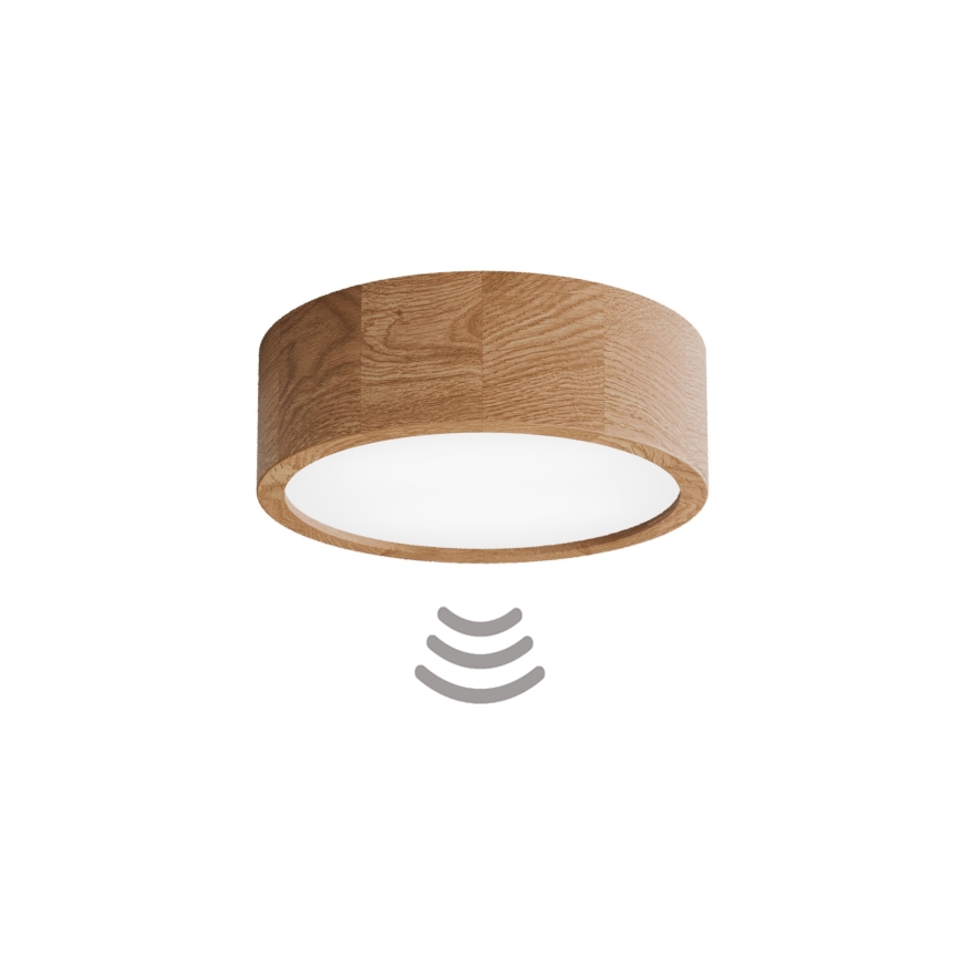 Φωτιστικό οροφής με αισθητήρα CLEO, 2xE27/24W/230V, Ø 27,5 εκ., φινίρισμα δρυός