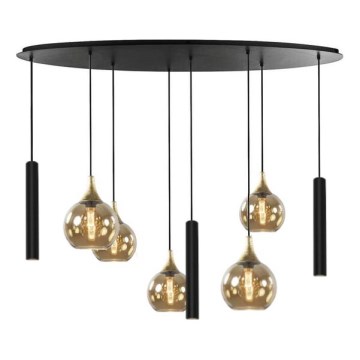 Φωτιστικό οροφής με καλώδιο CALYPSO 3xGU10/60W/230V + 5xE27/60W μαύρο/χρυσό