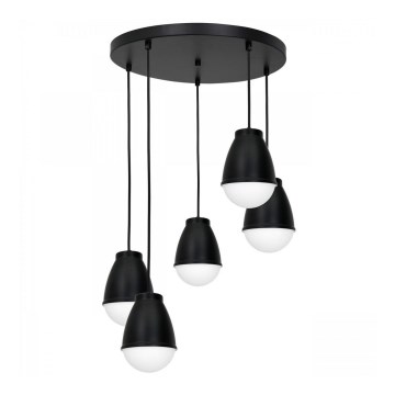 Φωτιστικό οροφής με καλώδιο CARYON 5xE14/60W/230V μαύρο στρογγυλό