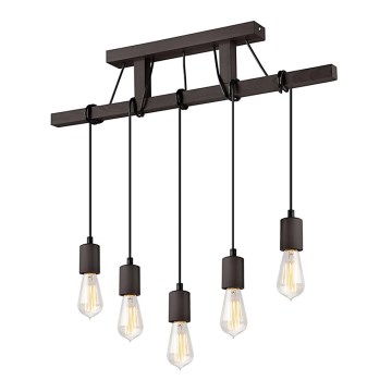 Φωτιστικό οροφής με καλώδιο LEON 5xE27/60W/230V οξιά