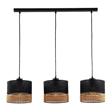 Φωτιστικό οροφής με καλώδιο PAGLIA 3xE27/60W/230V 60 εκ. από ρατάν