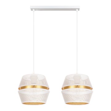 Φωτιστικό οροφής με καλώδιο PARIS 2xE27/60W/230V λευκό/χρυσό