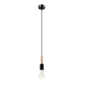 Φωτιστικό οροφής με καλώδιο SIMON 1xE27/60W/230V μαύρο/οξιά