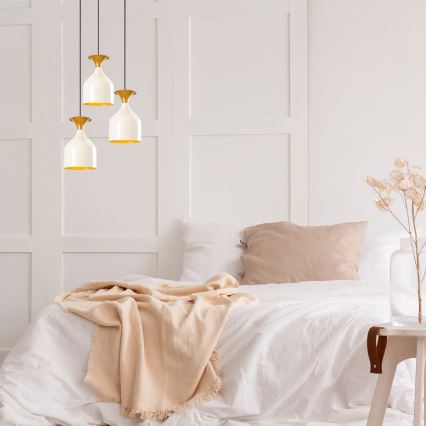 Φωτιστικό οροφής με καλώδιο SIVANI 3xE27/40W/230V λευκό/χάλκινο
