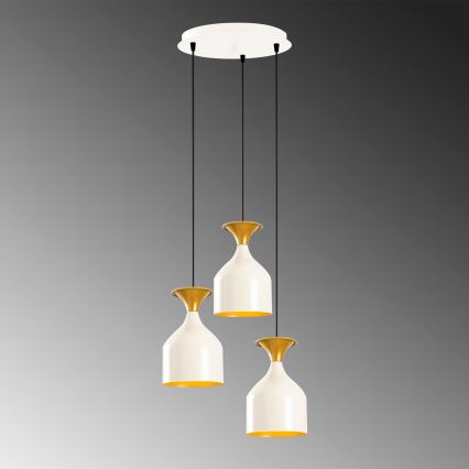 Φωτιστικό οροφής με καλώδιο SIVANI 3xE27/40W/230V λευκό/χάλκινο
