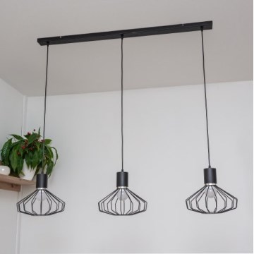 Φωτιστικό οροφής με καλώδιο SOLANO 3xE27/15W/230V μαύρο/γυαλιστερό χρώμιο