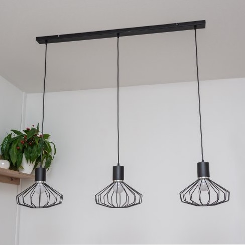 Φωτιστικό οροφής με καλώδιο SOLANO 3xE27/15W/230V μαύρο/γυαλιστερό χρώμιο