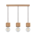 Φωτιστικό οροφής με καλώδιο TRONGO ROUND 3xE27/60W/230V δρυς