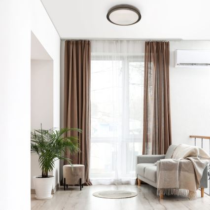 Φωτιστικό οροφής μπάνιου dimming LED HALINA LED/48W/230V 3000-6000K διάμετρος 38 cm IP44 μαύρο + τηλεχειριστήριο