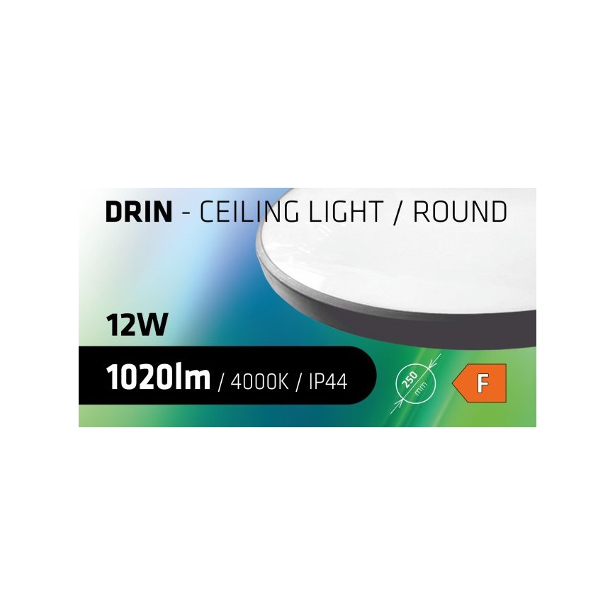 Φωτιστικό οροφής μπάνιου LED CIRCLE LED/12W/230V 4000K διάμετρος 25 cm IP44 μαύρο