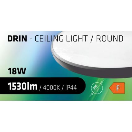 Φωτιστικό οροφής μπάνιου LED CIRCLE LED/18W/230V 4000K διάμετρος 30 cm IP44 μαύρο