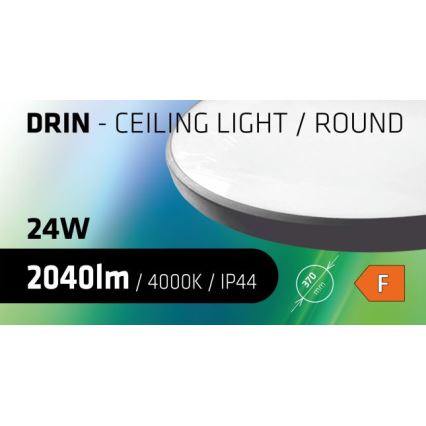 Φωτιστικό οροφής μπάνιου LED CIRCLE LED/24W/230V 4000K διάμετρος 37 cm IP44 μαύρο