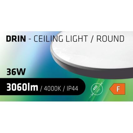 Φωτιστικό οροφής μπάνιου LED CIRCLE LED/36W/230V 4000K διάμετρος 45 cm IP44 μαύρο