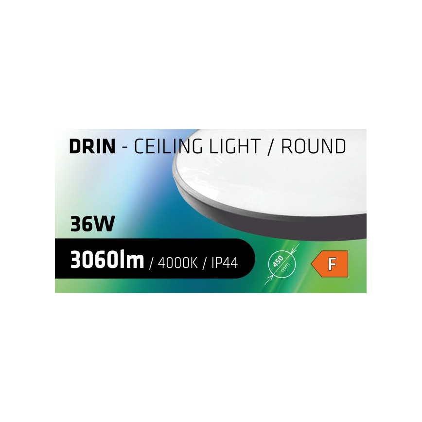 Φωτιστικό οροφής μπάνιου LED CIRCLE LED/36W/230V 4000K διάμετρος 45 cm IP44 μαύρο