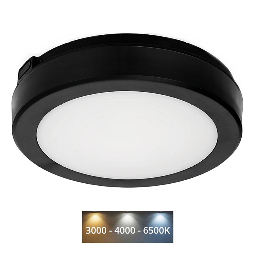 Φωτιστικό οροφής μπάνιου LED NAIROS LED/12W/230V 3000/4000/6500K IP65 διάμετρος 20 cm μαύρο