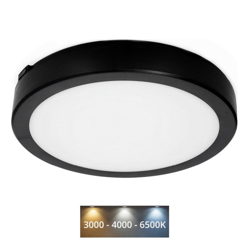 Φωτιστικό οροφής μπάνιου LED NAIROS LED/18W/230V 3000/4000/6500K IP65 διάμετρος 30 cm μαύρο
