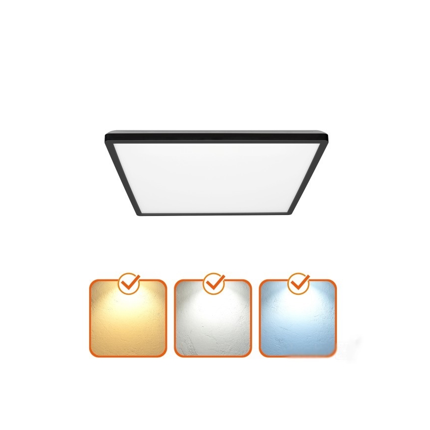 Φωτιστικό οροφής μπάνιου LED NIVERA LED/12W/230V IP54 3000/4000/6000K 22,5x22,5 cm μαύρο